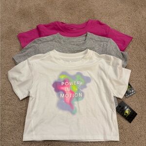 Athletic Works Vibrant Girls' T-Shirt Trio - White, Gray, Pink Size S NWT